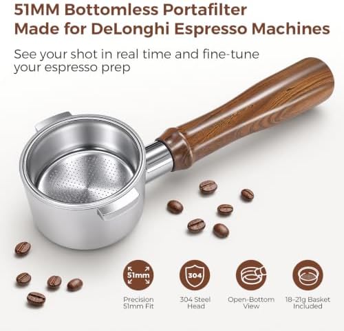 51mm Bottomless Portafilter - Fits DeLonghi Espresso Stilosa Series - Image 2