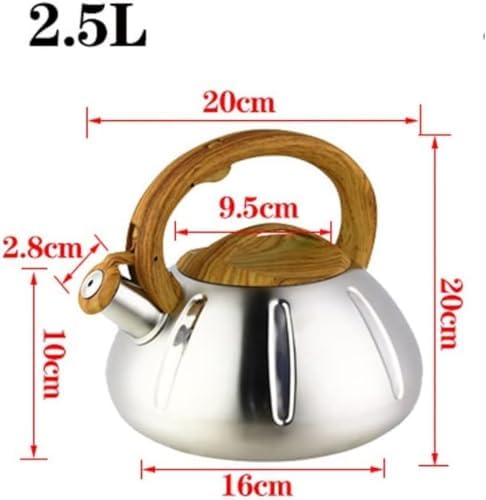 Tea kettle, Stovetop Whistling Tea Kettle Stainless Steel Teapot Induction Compatible 3 Liter Capacity(2.5L) - Image 2