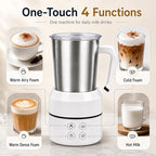 4-in-1 Electric Milk Frother, 8.5 oz Automatic Steamer, White - Image 2