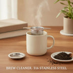 Office Desk & Home Mug Brewing: 316 Stainless Steel Tea Infuser with Fine Mesh Strainer for Loose Leaf (Silver, 1 Pack) - Image 3