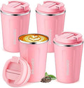 Sieral 4 Pcs 13 oz Travel Coffee Mug Insulated Reusable Coffee Cups with Leakproof Lid Stainless Steel Portable Tumbler for Keep Hot or Ice Milk Tea(Pink) by Sieral