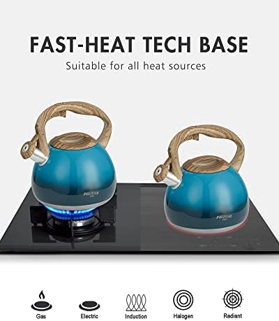 POLIVIAR Tea Kettle, 2.7 Quart Stovetop Tea Kettle, Audible Whistling Teapot, Food Grade Stainless Steel for Anti-Rust, Anti Hot Handle, Suitable for All Heat Sources（JX2018-DB20-2） - Image 5