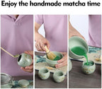 11 Pcs Matcha whisk Set,13 OZ,With 2 Cups and 1 Tea Can,Unique Cat Pattern Design，Complete Matcha Kit Set,Japanese Matcha Set,Perfect Matcha Kit for Matcha Tea Ceremony(Cat-Green) - Image 5