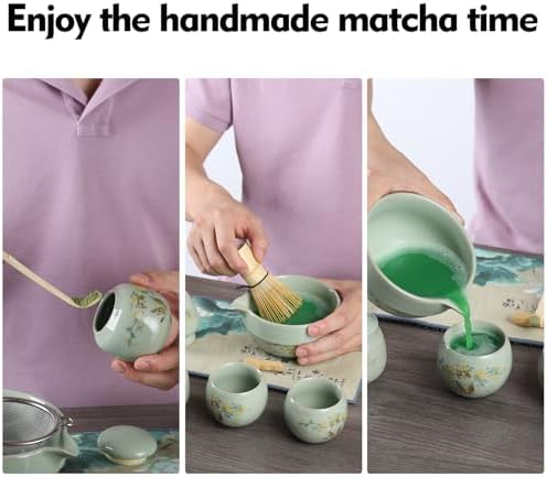 11 Pcs Matcha whisk Set,13 OZ,With 2 Cups and 1 Tea Can,Unique Cat Pattern Design，Complete Matcha Kit Set,Japanese Matcha Set,Perfect Matcha Kit for Matcha Tea Ceremony(Cat-Green) - Image 5