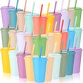 Honeydak 30 Pcs Reusable Plastic Tumbler with Lid&Straw,Glitter,Solid by Honeydak