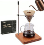 Pour Over Stand with Cherry Wood Base & Stainless Steel 360° Adjustable Coffee Filter Holder - Coffee Dripper Station for V60, Chemex & Glass Funnels - Home Barista Brew Station(Stand Only) by Unknown