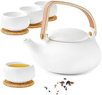 ZENS Japanese Tea Set with 4 Cups, 27oz Ceramic Infuser Pot for Loose Tea by ZENSLIFESTYLE