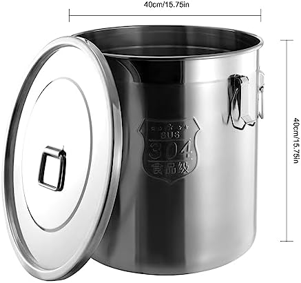 48L/12.68Gal Stainless Steel Airtight Canister Food Storage Canisters with Airtight Lid&Locking Clamp Rice Cereal Grain Canisters Container Bucket for Rice Milk Jug Coffee Bean Cookies Storage - Image 2