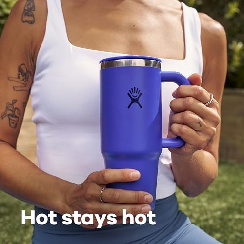 Hydro Flask Coffee Travel Tumbler Mug – Insulated Stainless Steel, Leak Resistant Hot & Iced Coffee Cup 24 Oz Harbor Blue - Image 4