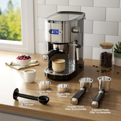 Kismile 20 Bar Stainless Steel Espresso Machine with Steam Milk Frother - Image 6