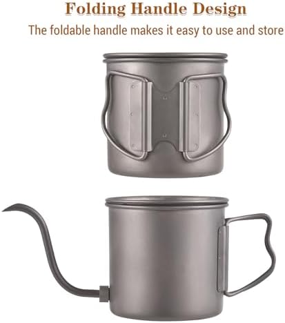 400ml Camping Kettles for Boiling Water, Coffee Kettle with Folding Handle+Removable Coffee Spout Coffee Pot with Coffee Filter/Small Cup, Lightweight Tea Kettle for Picnic Backpacking Hiking - Image 4