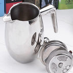 304 Grade Stainless Steel Insulated Coffee Press with Spoon, French Press Coffee Maker, Cold Brew Heat Resistant Thickened Borosilicate Coffee Pot for Camping Travel(11 8OZ/350ML), French Press c - Image 7
