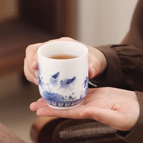Enamel Ceramic Tea Set, Large-capacity Portable Teapot, Blue and White Porcelain Thin-walled Teacups with Tray, Perfect for Father's Day, Mother's Day, Birthdays, and Christmas - Image 4