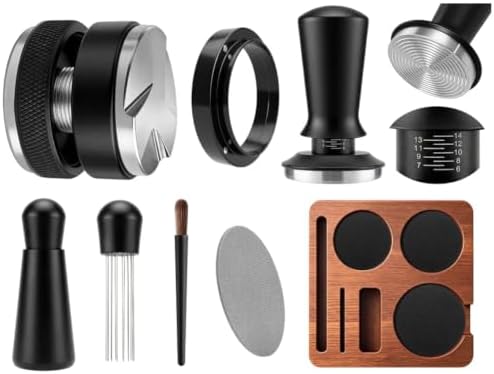 Espresso Accessories Kit Featuring 51mm Dual Head Coffee Distributor, Espresso Tamping Station, Stirrer, Dosing Funnel& WDT Tool by Raxmolo