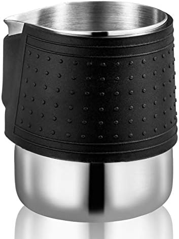 Stainless Steel Milk Frothing Pitcher, 12oz/350ml Milk Coffee Cappuccino Latte Art Frothing Pitcher Barista Milk Jug Cup Super Control Heat Resistant Silicone Grip Pads - Image 3