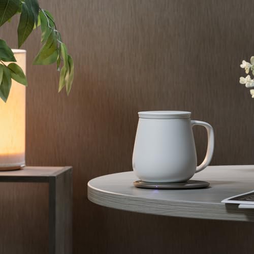 OHOM Ui+ Self-Heating Mug Set – Jasmine White | 18 fl oz / 532 mL Ceramic Coffee & Tea Mug Set with Heating Pad - Image 4