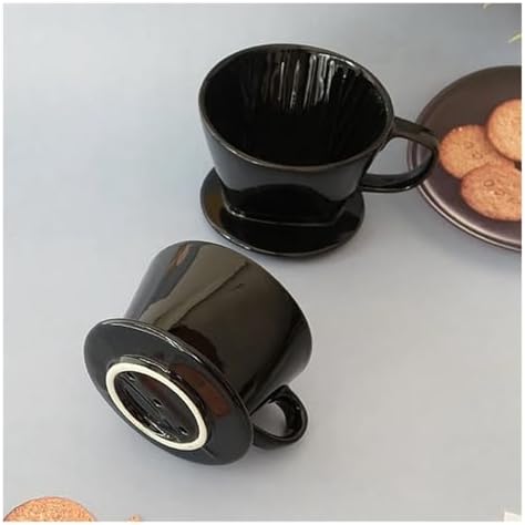 Coffee Filter Cup, Single Black Ceramic Dripper, Reusable Drip Holder(L) - Image 3