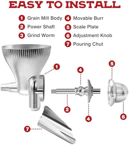 KITOART All Metal Grain Mill Attachment for Kitchenaid Stand Mixers - Image 3