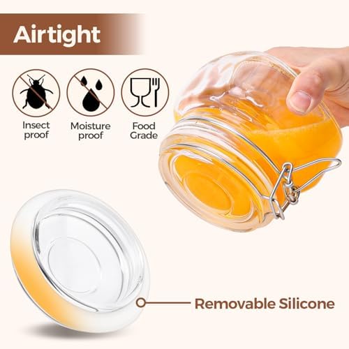ComSaf Square Small 17 oz Glass Jars with Airtight Lids 6 Pack Wide Mouth - Image 4