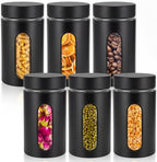 Patelai 6 Pack Airtight Stainless Steel Kitchen Canisters, Black, 32 oz by Patelai