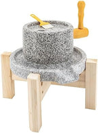 Stone Grain Mill (Solid Wood Base) - Household Traditional Countertop Grinder，Artisanal Natural Stone Grain Mill for Wheat/Spices & Coffee Beans, Ideal for Breads & Tortillas by Unknown