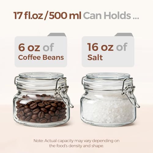 ComSaf Square Small 17 oz Glass Jars with Airtight Lids 6 Pack Wide Mouth - Image 3