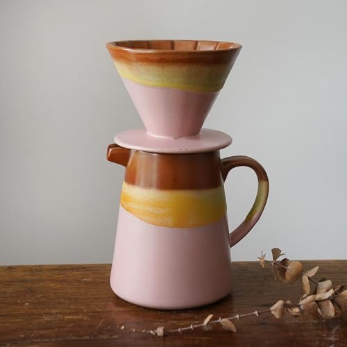 Handmade Ceramic Pour Over Coffee Dripper Set, Pink - Image 2