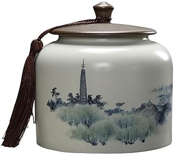 Tea Tin Food Storage Canister Loose Leaf Tea Packaging Box Empty Ceramic Sealed Canisters White Tea Black Tea Green Tea Longjing Tea Canisters by Unknown