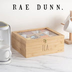 Rae Dunn Tea Bag Organizer - Tea Box Divided Storage Container Box with Hinge Lid for Kitchen Cabinet, Countertop, Pantry, Hold Coffee Pods, Seasoning Packets, Condiments, Bamboo - Image 6
