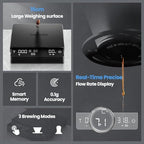 MHW-3BOMBER Extra-Large Coffee Scale with Timer, 5.9 * 5.9in, Digital Pour-Over Scale with Flow Rate, 2kg/0.1g Espresso Scale, 3-Brew Mode, Rechargeable Coffee Bean Weight Scale,Black,ES5663 - Image 2