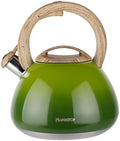 MARSKITOP Whistling Tea Kettle for Stove Top, 2.6 Quart Teapot for Stovetop, Stainless Steel Tea Pot for Stove with Wood Pattern Handle, Light Green by MARSKITOP
