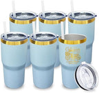 20 oz Tumbler Bulk Stainless Steel Tumblers with Lids and Straws SkyBlue by MetalyaTumblers
