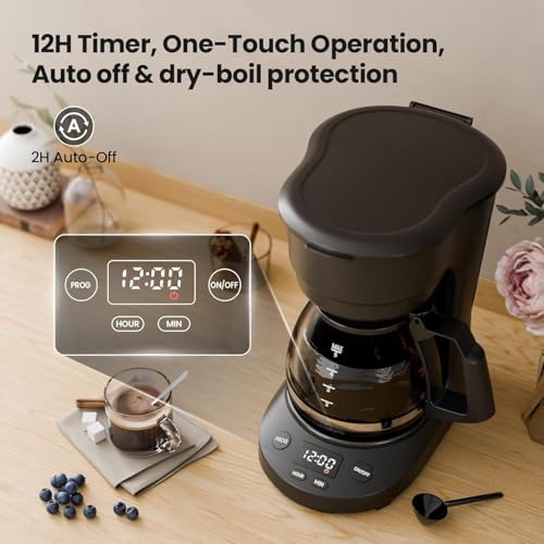 Kismile 5-Cup Drip Coffee Maker, LED Display, Timer,Anti-Drip & Shut-Off - Image 5