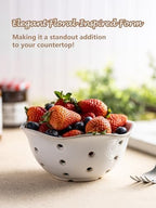 Gomakren Ceramic Berry Basket Set of 2, Elegant Fruit Basket Container & Ceramic Pour Over Coffee Dripper, Single-Hole Cone Brewer - Image 6