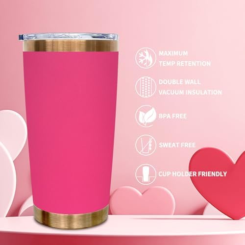 20 oz Tumbler Bulk Stainless Steel Tumblers with Lids and Straws Rosy - Image 3