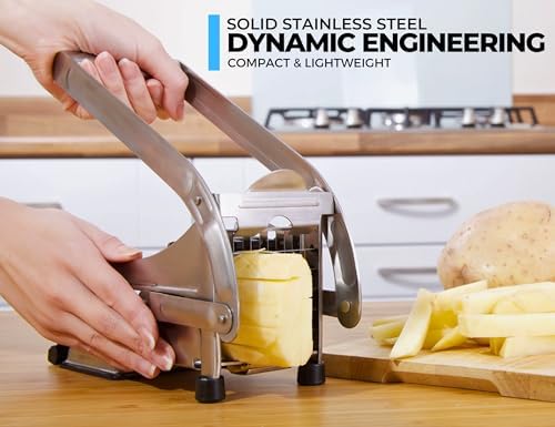 2-Blade French Fry Cutter - Stainless Steel Potato Slicer, Non-Slip Suction - Image 2
