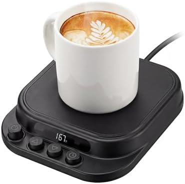 Coffee Mug Warmer for Desk with 7 Temperature Settings, 1–12 Hour Timer, Gravity Sensor and Auto Shutoff, Cup and Candle Warmer for Coffee, Tea and Milk, Black by KEFUJU