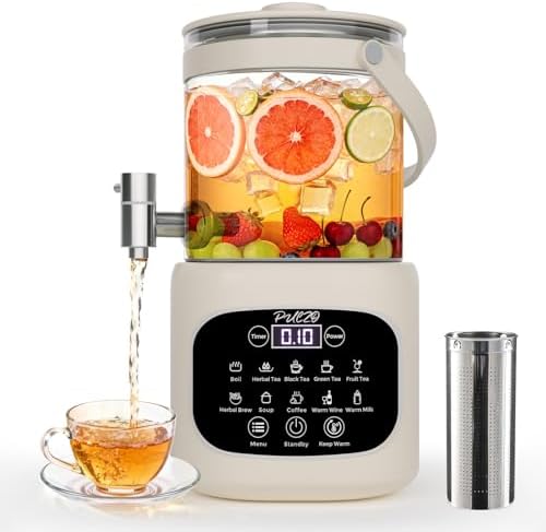 PULZO 3L Electric Kettle with Tap & Tea Infuser, Multi-functional Glass Beverage Dispenser, 6/24H Keep Warm, Temperature Control, Power Adjustment, Portable Beverage Machine for Indoor Outdoor by PULZO