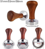 Espresso Tamper with Stainless Steel Base Vintage Wood Handle Coffee Press Tools Home Barista Accessories for Portafilter Machine(53.3mm) - Image 2