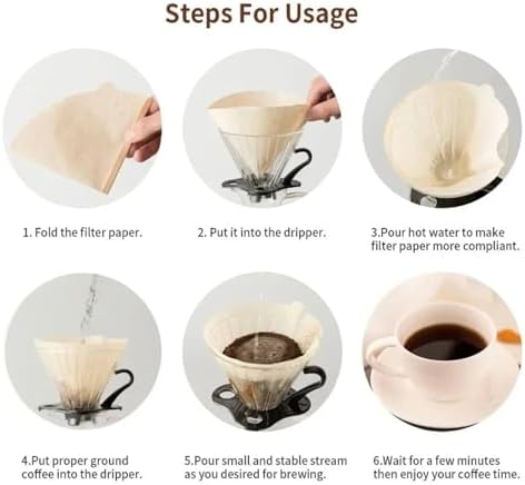 Paper Filters Unbleached Coffee Cone Fits For Drip And Compatible(100pcs pack V02) - Image 2