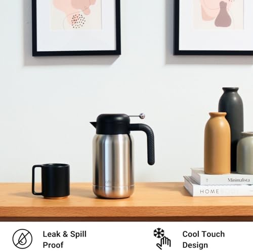 Aura Thermal Coffee Carafe - Vacuum Insulated Stainless Steel Tea Pot & Water Pitcher, Keeps Drinks Hot or Cold, BPA-Free, Beverage Dispenser - 51 oz Stainless - Image 4