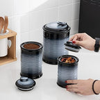 Nihow Food Storage Jar,Ceramic Canister Sets for The Kitchen,Set of 3,Gray - Image 3