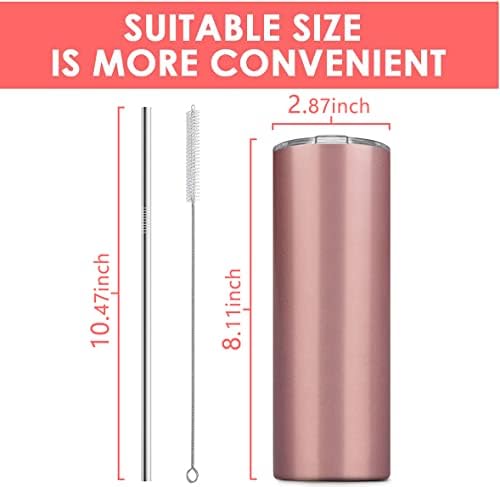6 Pack Stainless Steel Skinny Tumbler, 20 OZ Double-Insulated Water Tumbler Cup with 6 Straw and 3 Brush, Vacuum Travel Mug Gift for Hot Cold Drinks with Cleaning(Assorted Colors) - Image 3