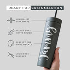 STRATA CUPS Black Skinny Tumblers with Lids and Straws (12 pack) - 16oz Double Wall Acrylic Tumbler, Tall Matte Skinny Tumblers, Bulk with Free Straw Cleaner, Reusable Cups - Image 4