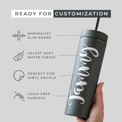 STRATA CUPS Black Skinny Tumblers with Lids and Straws (12 pack) - 16oz Double Wall Acrylic Tumbler, Tall Matte Skinny Tumblers, Bulk with Free Straw Cleaner, Reusable Cups - Image 4