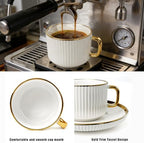 Coffee Cup and Saucer Set of 4, 5 oz Ceramic Espresso Cups Set - Image 4