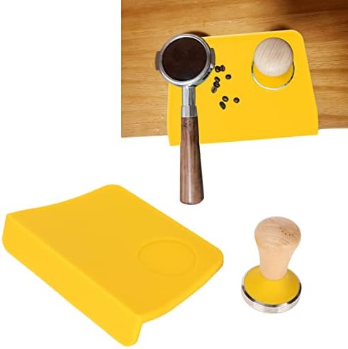 Coffee Powder Press Tool Set Wooden Handle Flat Base Hammer Silicone Anti-Slip Mat with Slot (58mm / 2.28in Tamper) - Image 4