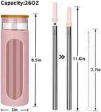 Tronco 26 oz Glass Tumbler with Lid & Straw, Reusable Iced Coffee Cups and Smoothie Cup with Bamboo Lid for Boba Tea, Coffee, Juice, BPA-Free Borosilicate Glass Cup for Home, Office & Gifts – 2 Pack - Image 6