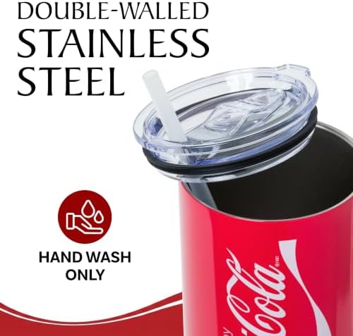 Silver Buffalo Coca Cola Stainless Steel Tumbler with Handle Straw, 30oz - Image 4