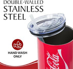 Silver Buffalo Coca Cola Stainless Steel Tumbler with Handle Straw, 30oz - Image 4